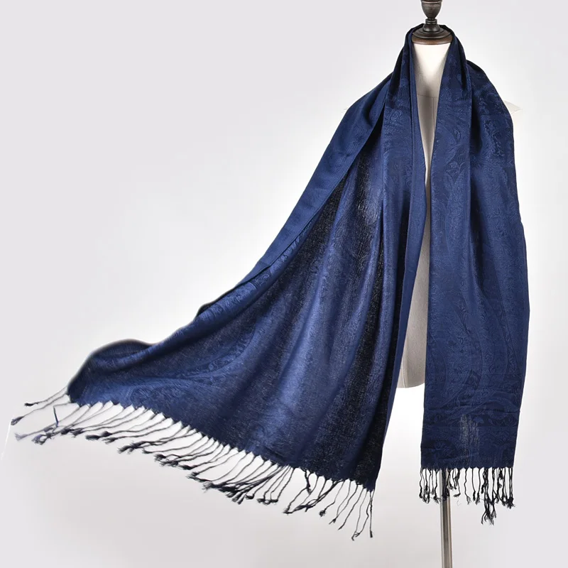 Бренд Yilian, новинка, 11 цветов, Женский хлопковый шарф, одноцветные Дизайнерские шарфы, Модный Рисунок кешью, шаль, высокое качество, JB011 - Цвет: Dark Blue