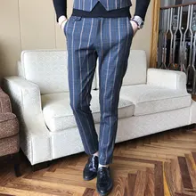 Мужские брюки для свадьбы, Формальные Мужские модельные брюки, облегающие брюки в ретро-стиле, полосатые дизайнерские брюки, большие размеры 5XL, мужские брюки