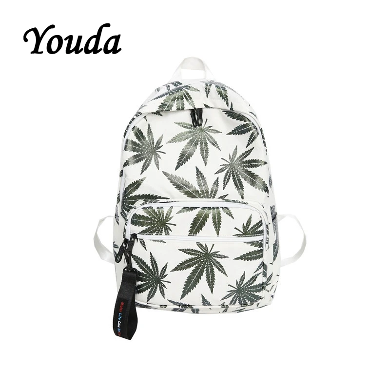 

Youda Maple Leaf Print Backpack College Student Student School Harajuku Campus Casual Backpacks Unisex Fashion Shoulder Bag