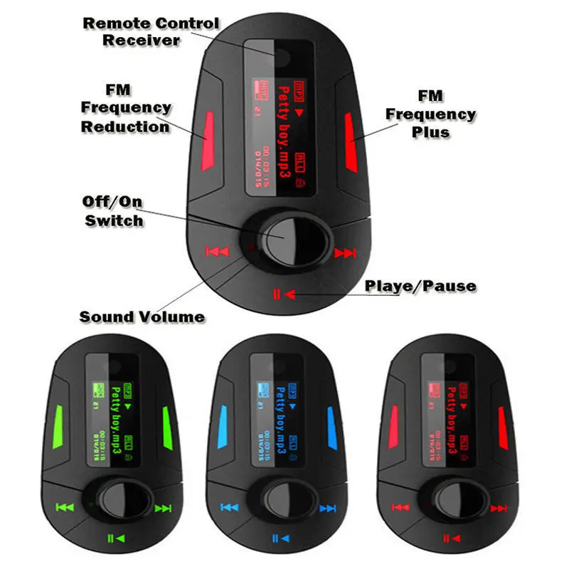 3 цвета автомобильный комплект MP3 музыкальный плеер беспроводной fm-передатчик радио модулятор с USB SD MMC+ пульт дистанционного управления QP0026-30