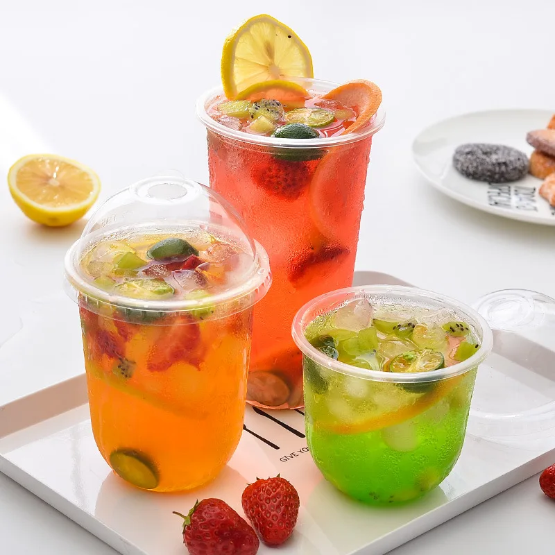 

Transparent U Shape Food Grade PP Cup Disposable Cute Juice Glass Milk Tea Packing Mug Take-out Drinkware Frozen Drink Tool 50pc