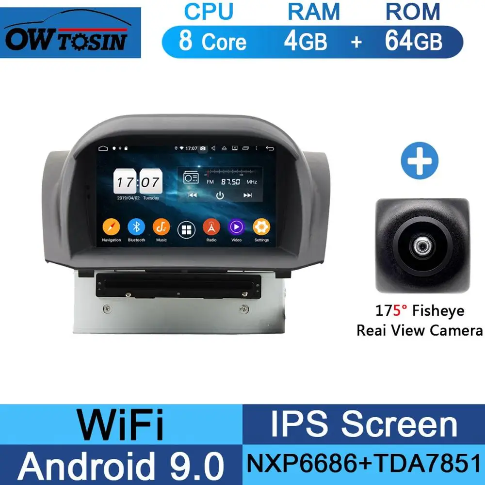 " ips 8 ядерный 4 Гб ram+ 64 Гб rom Android 9,0 автомобильный DVD радио gps для Ford Transit Custom 2013 DSP CarPlay - Цвет: 64G Fisheye Camera