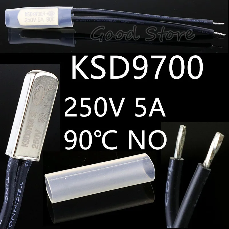 1 шт. KSD9700 без 5A 250 dc-двигатель, напряжение 90 градусов по Цельсию нормально разомкнутый Температура переключатель Термостат термический протектор