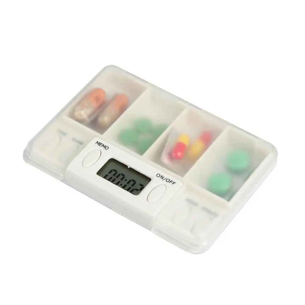 

Pill box timer four days drug taking reminder box timing reminder pill box white