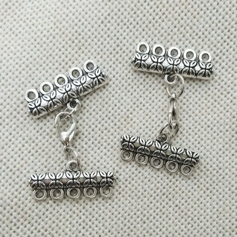 multilayer necklace ends toggle buckle connector bails 5 rows beads