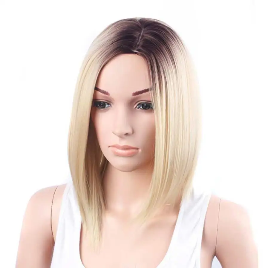 

Gold Hair Lace Front Wig Long Straight Synthetic Wigs For Women Heat Friendly 5U1020