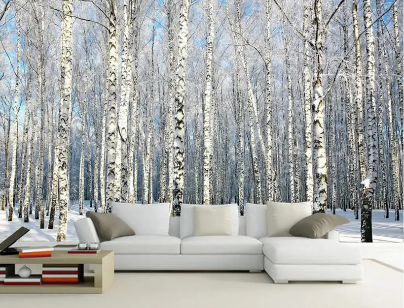 Beibehang 3d Tapete Birke Wald Schnee Landschaft Fernsehen Hintergrund Wand Wohnzimmer Schlafzimmer Hintergrund Wandmalereien Tapete 3d Mural Wallpaper 3d 3d Wallpapermural Wallpaper Aliexpress