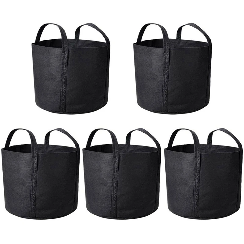 

5 Packs Grow Bag Fabric Basin Root Bag And Handle Planting Container 7 Gallon Planting Bay Tree Planting Bag Gallon Bag Non-Wo