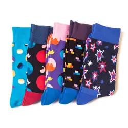 2018 Мужская Happy Socks 25 Цвета Унисекс Хлопок Милый Забавный чесаный хлопковые носки личности пару экипажа носки в подарок Фирменное Качество