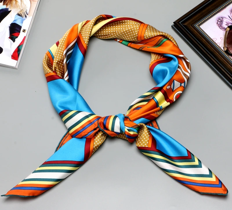 Французский дизайн шелковый шарф шаль Женская мода горошек шарфы с принтами обертывания 88*88 см