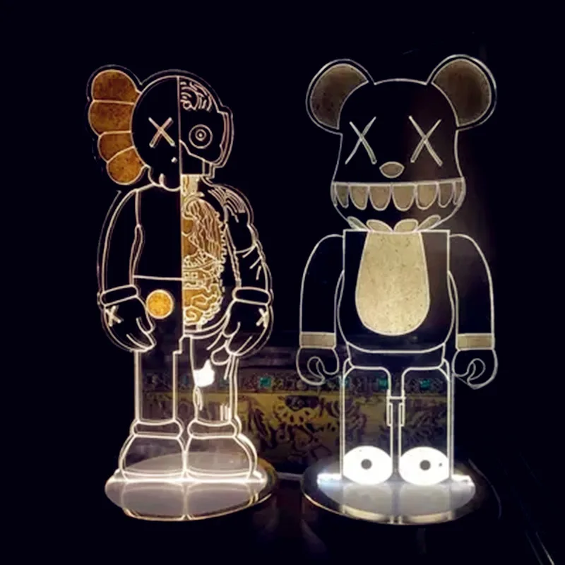 

5 colors Cartoon LED Light 3D Stereo Lamp KAWS Bearbrick OriginalFake Dissection Pinocchio PVC Action Figure Model Toy G686
