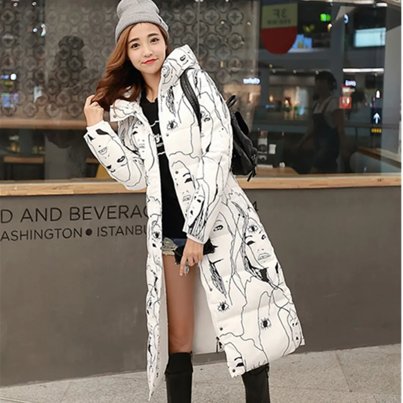 2016 Large size high quality winter extra long down cotton jacket women s Thicken coat female