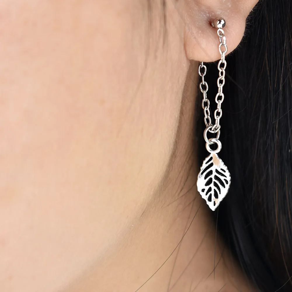 Chadestinty Simple Round Leaf Star Dangle Earrings For Women Tassel Chain Earring Personalized Ear Drops Jewelry Accessories