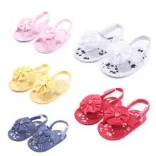 Летние сандалии для малышей; Милые открытые туфли с цветочным узором для новорожденных девочек и мальчиков; нескользящая обувь для малышей
