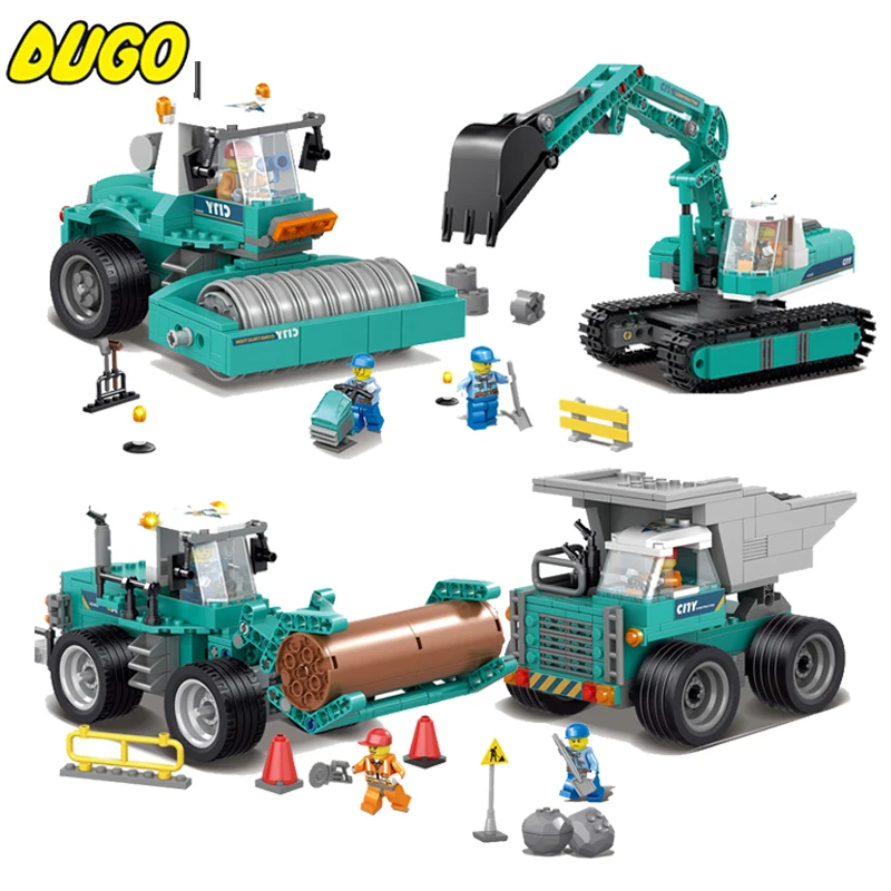 

Engineering Excavator Vehicles Bulldozer Building Blocks Compatible Legoe City Construction Educational Bricks Toys For Children