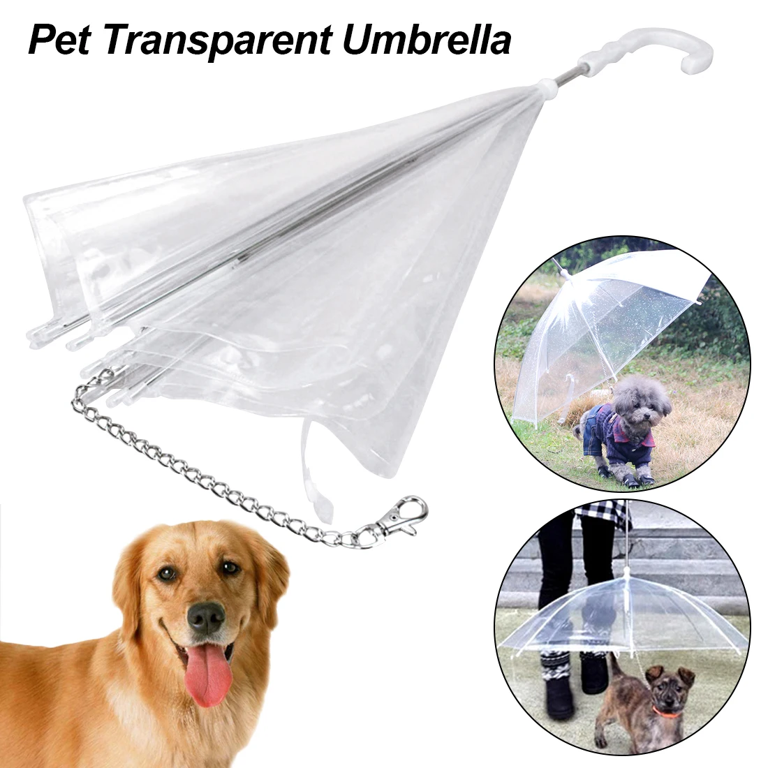 Портативный Встроенный поводок зонт со щенками водонепроницаемый прозрачный зонтик для домашних животных собака кошка плащ товары для домашних животных