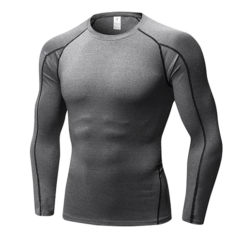 Зимняя быстросохнущая спортивная мужская футболка для бега, фитнеса, облегающая футболка, Рашгард, баскетбольная Джерси, спортивная одежда, компрессионная рубашка для спортзала - Цвет: 1059grey