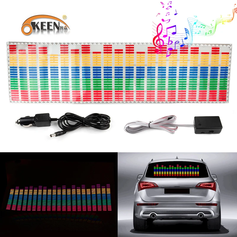 

OKEEN 90*25cm led music car sticker music equalizer to the rear window LED Sound Music Activated EL Sheet Glue Stickers 5 Colour