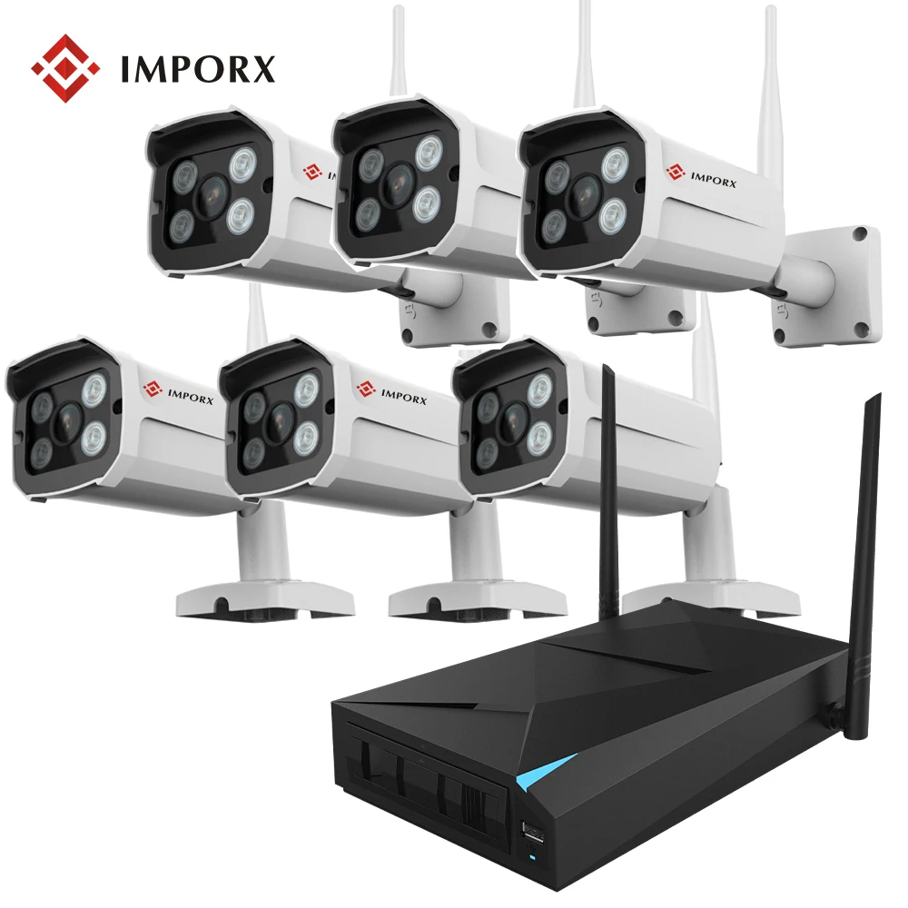 

IMPORX 8CH CCTV Wireless Wifi IP camera System 960P NVR 6PCS 1 MP IR Outdoor P2P Camera Security System Surveillance Kit 2TB HDD