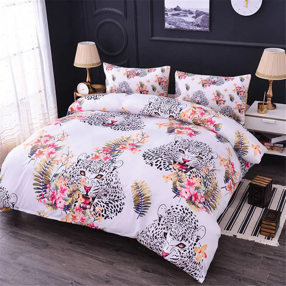 

ZEIMON 3D HD Soft Polyester Fabric Bedding Set Cute Leopard Duvet Cover/Pillowcase Bedclothes 2/3pcs Comforter Home Decoration