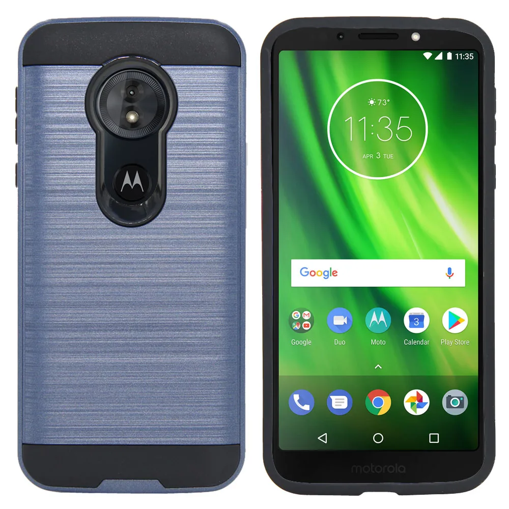 

For Motorola Moto G6 Play XT1922 / Moto G6 Forge Case 2In1 Soft TPU Silicone & Hard PC Back Brushed Armor Case Anti Shock Cover