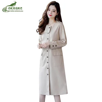 

medium long large size windbreaker coat female 2020 Slim thin retro Long sleeve outwear autumn women's clothing jacket tide