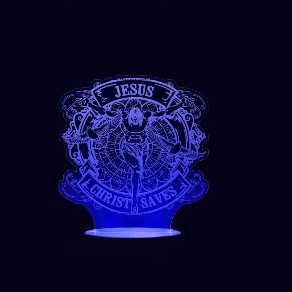 

7 Color Changing 3D Visual Savior Jesus Modelling Led Kids Touch Button Night Light Usb Bedroom Sleep Luminaria Table Lamp Gifts
