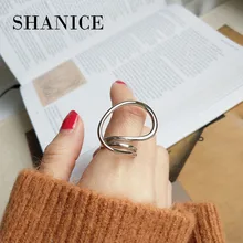 Shanice S925 Серебряное кольцо золотое многомерное витое геометрическое кольцо Открытое кольцо