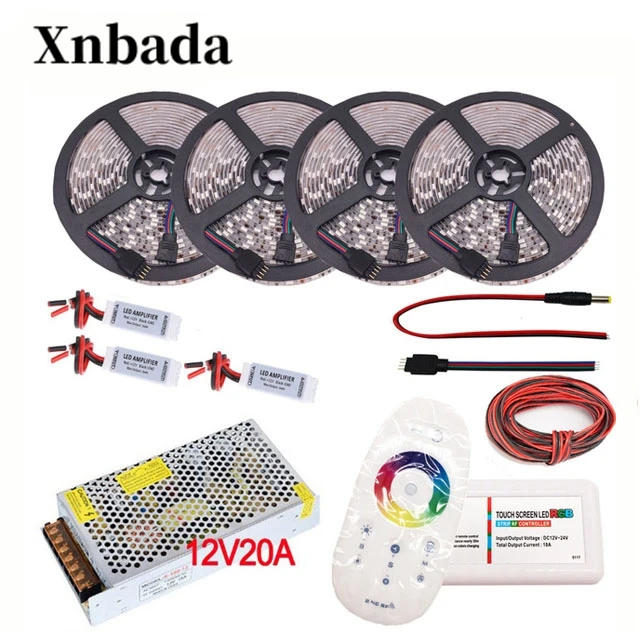 5 M 20 5050 SMD RGB набор светодиодных лент 60led/m DC12V Led Гибкий свет + 2 4G RF пульт
