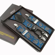 JIERKU подтяжки мужские подтяжки 4 зажима подтяжки коричневые кожаные модные брюки ремень подарок для отца/мужчины 3,5*120 см