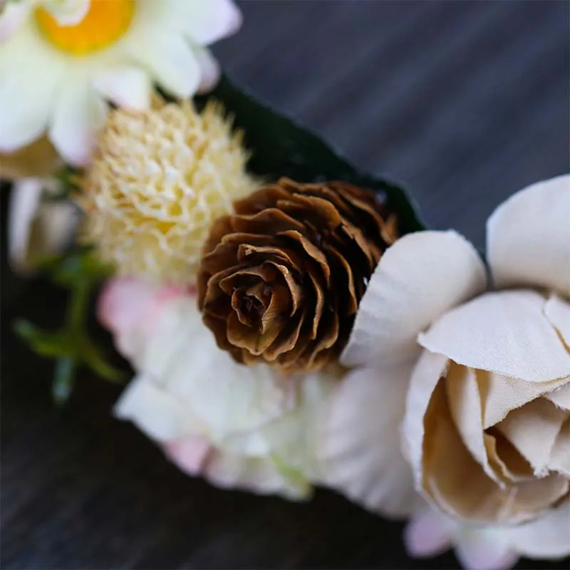 Романтическая красочная цветочная гирлянда Цветочная Корона резинки для волос с лентой Свадебные вечерние волосы в шиньоне аксессуары SL