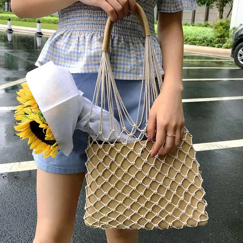 Summer New Women Straw Bag INS Popular Fashion Female Beach Handbag Casual Lady Hollow Weave Tote Holiday Handle Bolsa SS3237 (5)