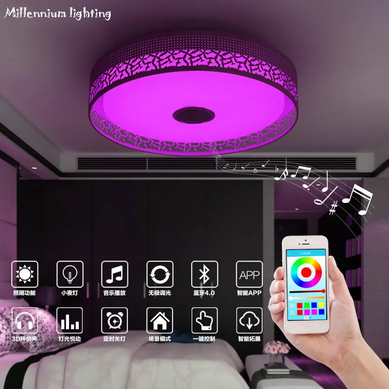 Ceiling Lights For Bedroom Mobile phone APP Remote control lighting Indoor smart Ceiling Lamp Acryli color changing/music lamp