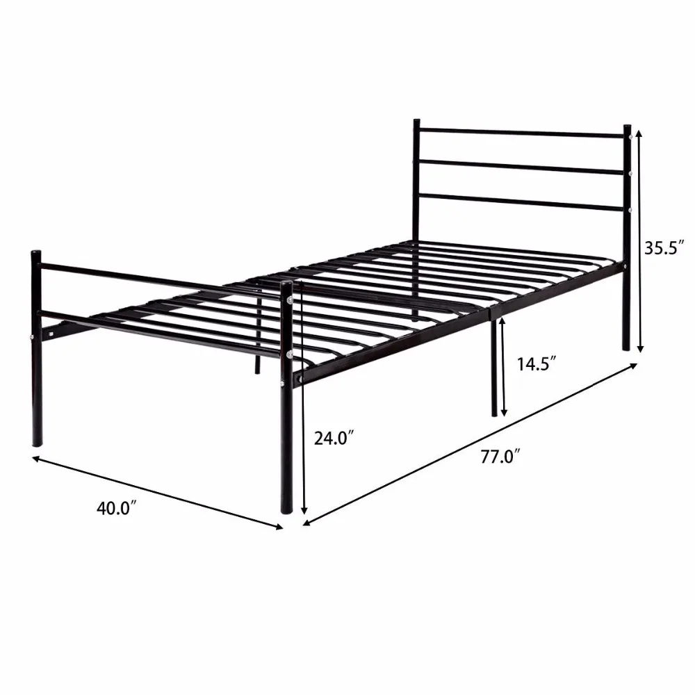Goplus Twin Size Metal Bed Frame Platform 6 Legs Headboards Furniture Bedroom Black Bedroom Furniture HW59406BK Goplus Twin Size Metal Bed Frame Platform 6 Legs Headboards Furniture Bedroom Black Bedroom Furniture HW59406BK