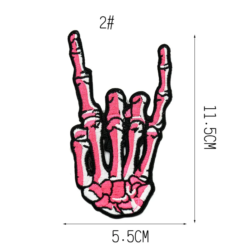 JOD череп вышитые патч наклейки Байкер вышивка панк Аппликации железа на нашивки для одежды декоративная куртка аппликация - Цвет: 2