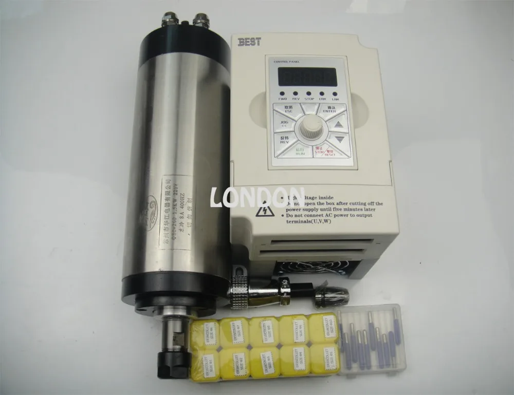 ER16 diameter 80mm 220V water cooling 1.5KW spindle with 4