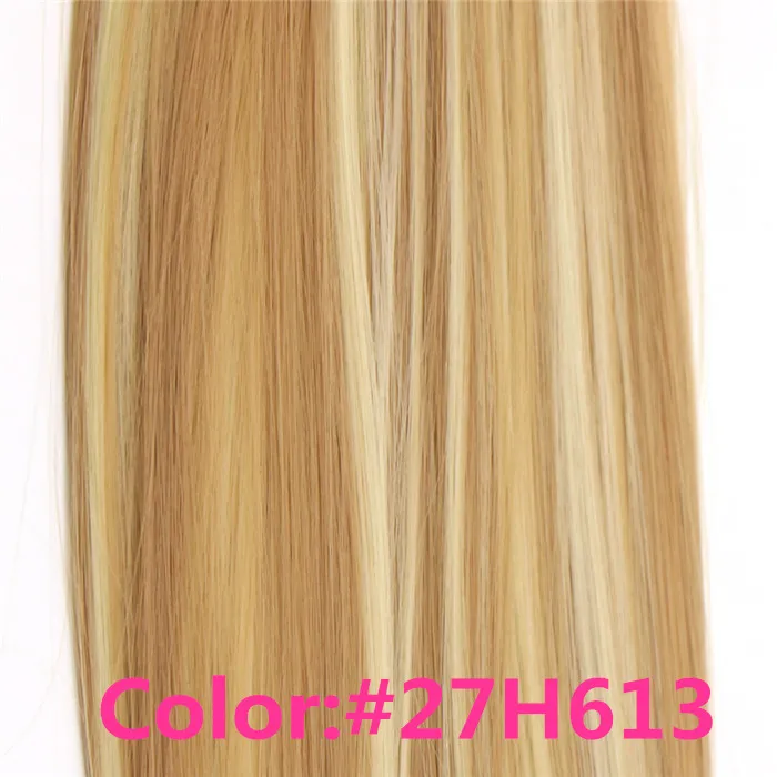 Feibin синтетические волосы для наращивания на заколках 22 дюйма 55 см длинные прямые волосы термостойкие c46 - Цвет: 27/613 #