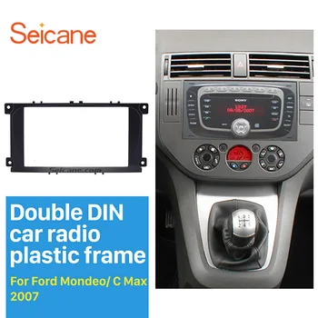 

Seicane Black Double Din Car Radio Fascia for 2007 Ford Focus II Mondeo Kuga C Max Audio Frame DVD Panel CD Trim Face Plate