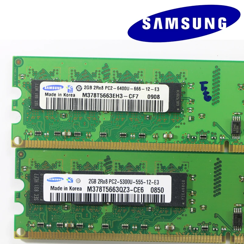 Samsung Настольный ПК Память RAM Memoria модуль DDR2 800 667 МГц PC2-5300 DDR3 1333 1600 МГц 1 Гб 2 Гб 4 Гб(2 шт* 2 Гб) PC3 10600 12800