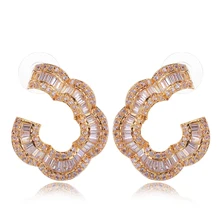 Серьги-гвоздики в форме цветка, медный материал, кубический камень цирконий, лучший друг, подарок, модные ювелирные изделия