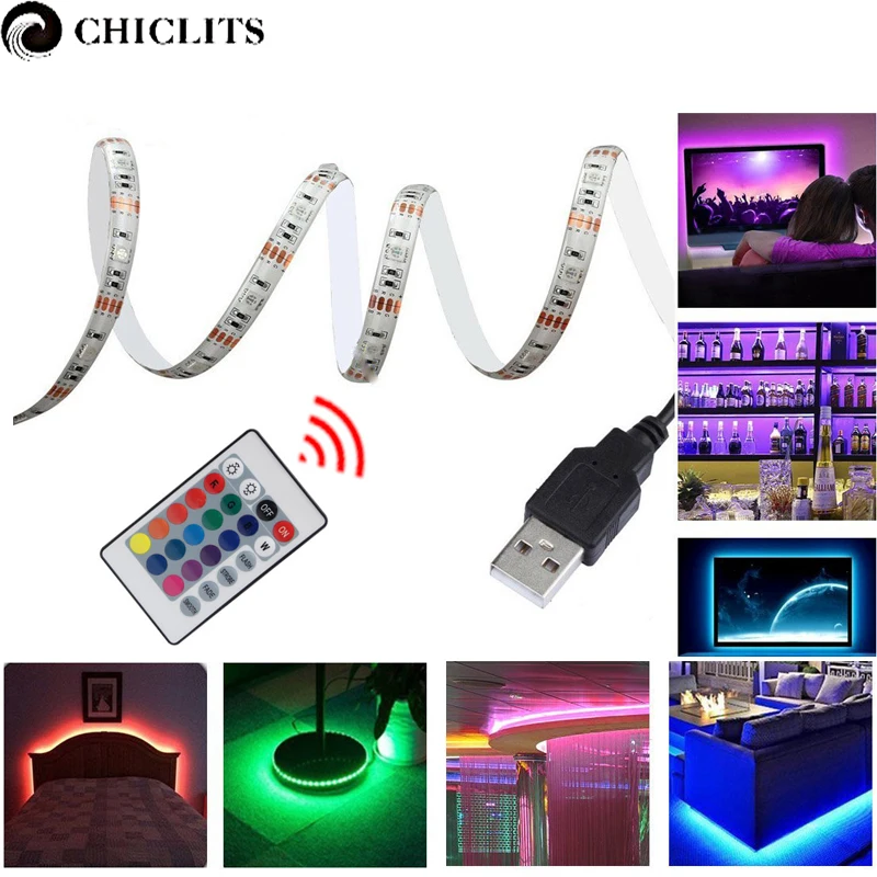 Водонепроницаемая светодиодная лента RGB 5 м СВЕТОДИОДНАЯ SMD 5050 ТВ освещение В USB