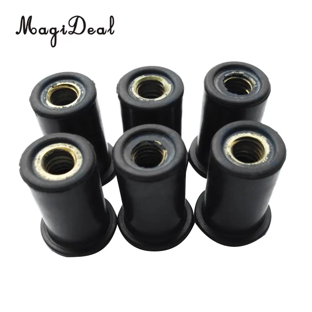 

MagiDeal High Quality 6Pcs M4/M6 Metric Rubber Rubber Well Nuts Blind Fastener Windscreen Wellnuts Rivet Fishing Kayak Accessory
