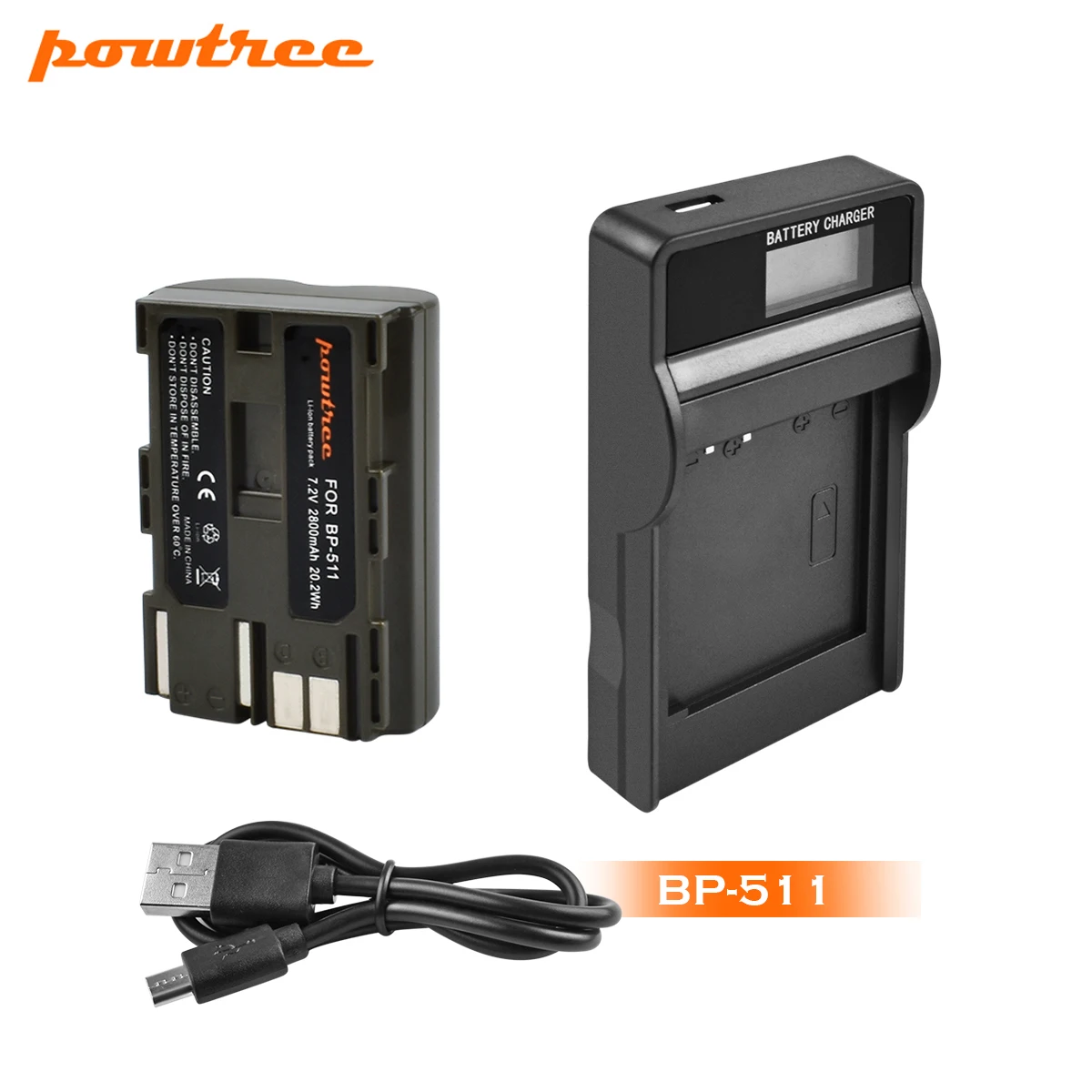 Powtree 2800 мА/ч, BP-511 BP511 BP 511 BP-511A Батарея+ ЖК-дисплей Зарядное устройство для Canon G6 G5 G3 G2 G1 EOS 300D 50D 40D 30D 20D 5D L10 - Цвет: 1X Battery Charger