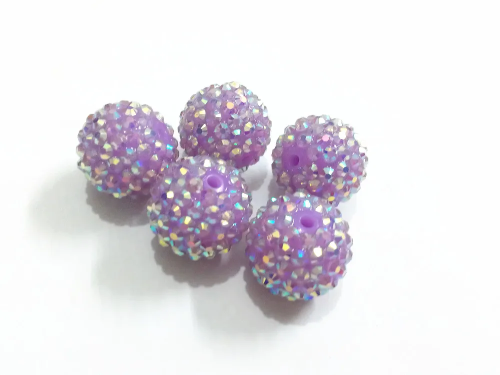 

Wholesale ! 20mm 100pcs/lot Neon Light Purple AB Effect Resin Rhinestone Beads For Chunky Jewelry