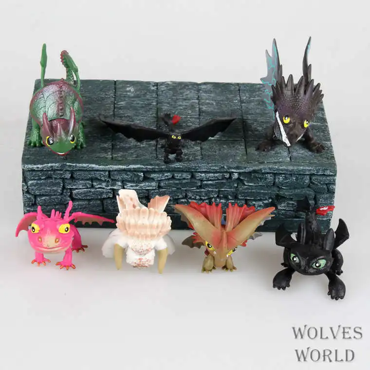 7pcs /set full set Anime How to Train Your Dragon 2 PVC Action Figures Night Fury toothless dragon toys for Child gift