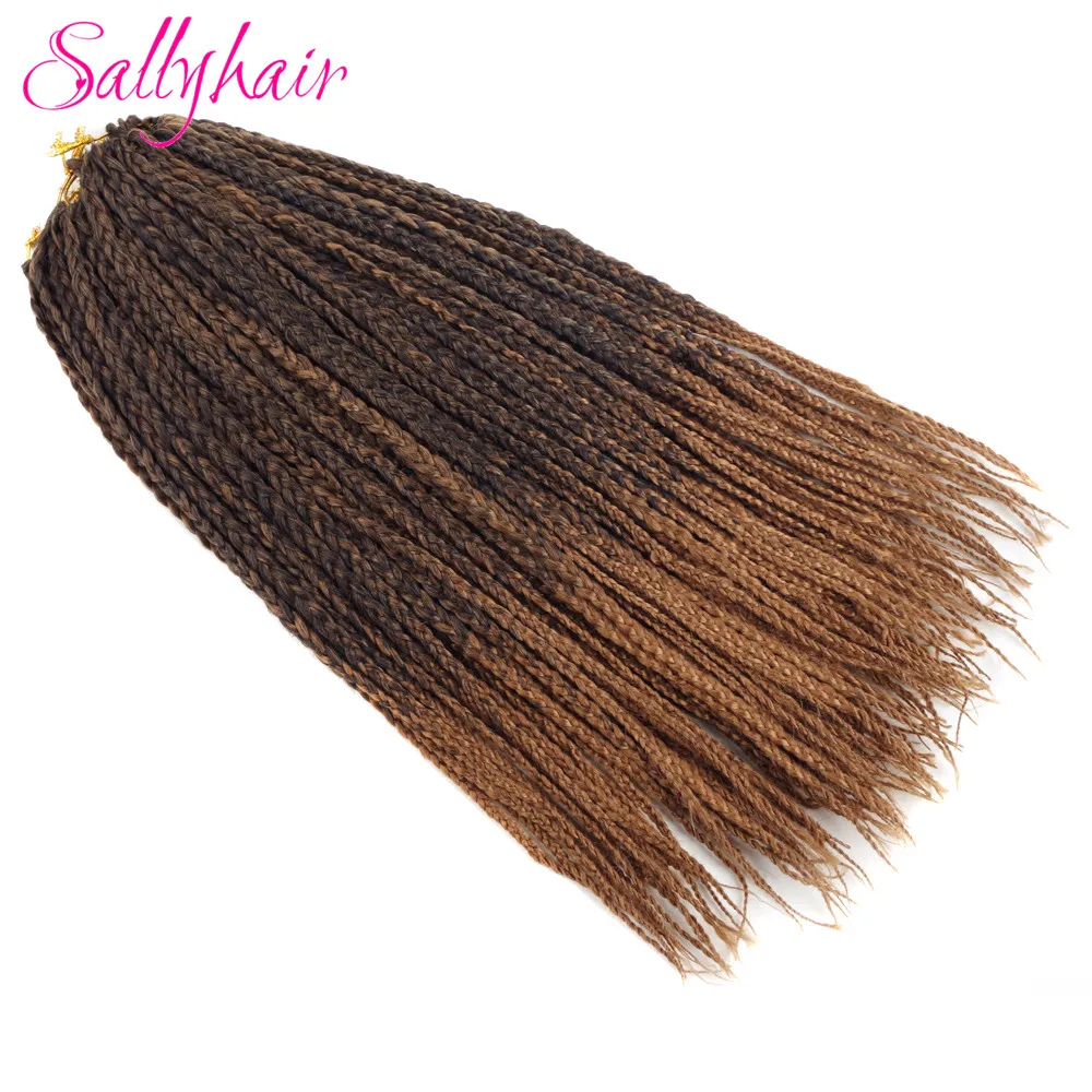 Sallyhair Brands 3X Afro Box Braids 22inch 22 Pcspack Synthetic Crochet Ombre Tow Tone Braiding Hair Extensions Black Brown Bug (37)
