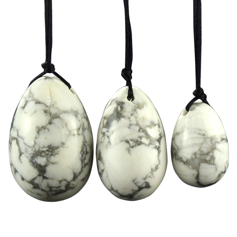 Natural White Howlite Yoni Egg Set Drilled Kegel Exercise Pelvic Floor Muscles Vaginal Tighten BallMassage Relaxation |