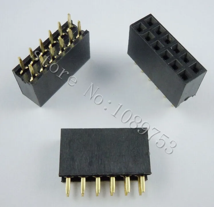 

100pcs 2x6 Pin 2.54mm Double Row Female Pin Header 12P PCB Socket Connector
