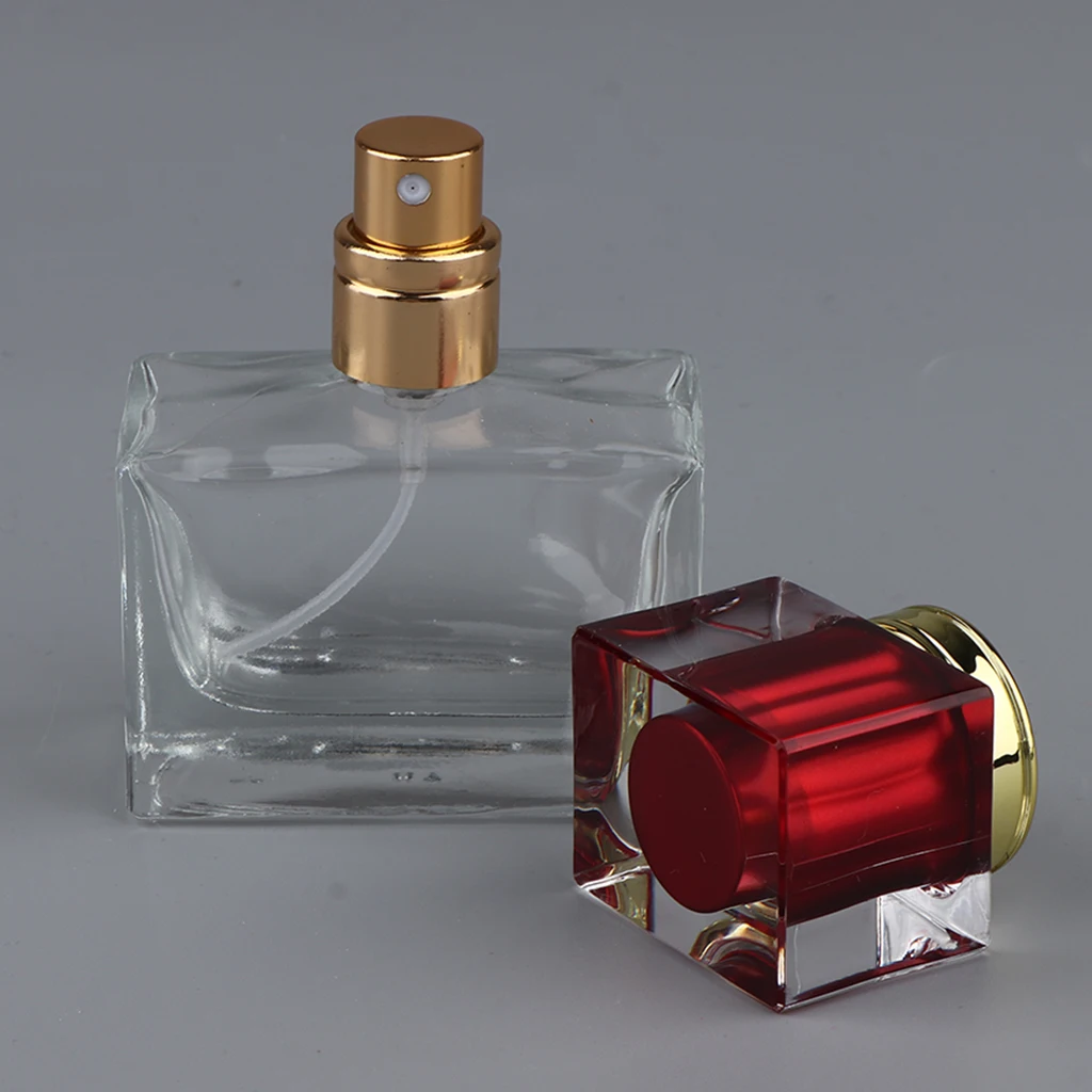 30ml Square Glass Containers Empty Perfume Atomizer Pump Sprayer Sample Bottles Refillable for Aftershave/Toner/Mouthwash