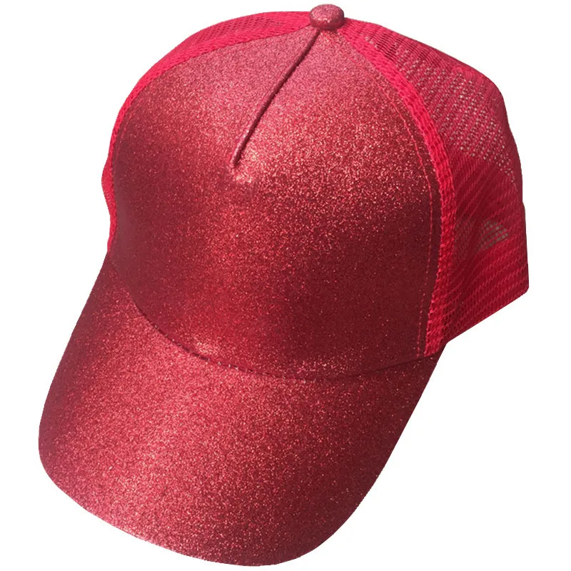 Кепка женская блеск конский хвост бейсбольная Кепка Snapback папа кепка-бейсболка Кепка s Женская грязная булочка летняя сетчатая шляпа Женская регулируемая хип-хоп шляпы - Цвет: Glitter Red